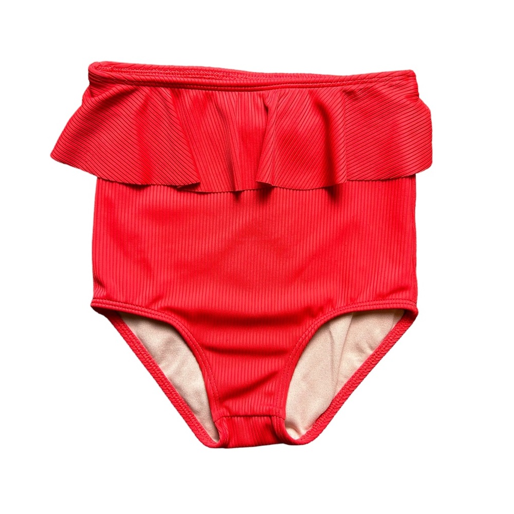 Kortni Jeane ribbed red peplum top swimsuit bottoms girls size 4/5